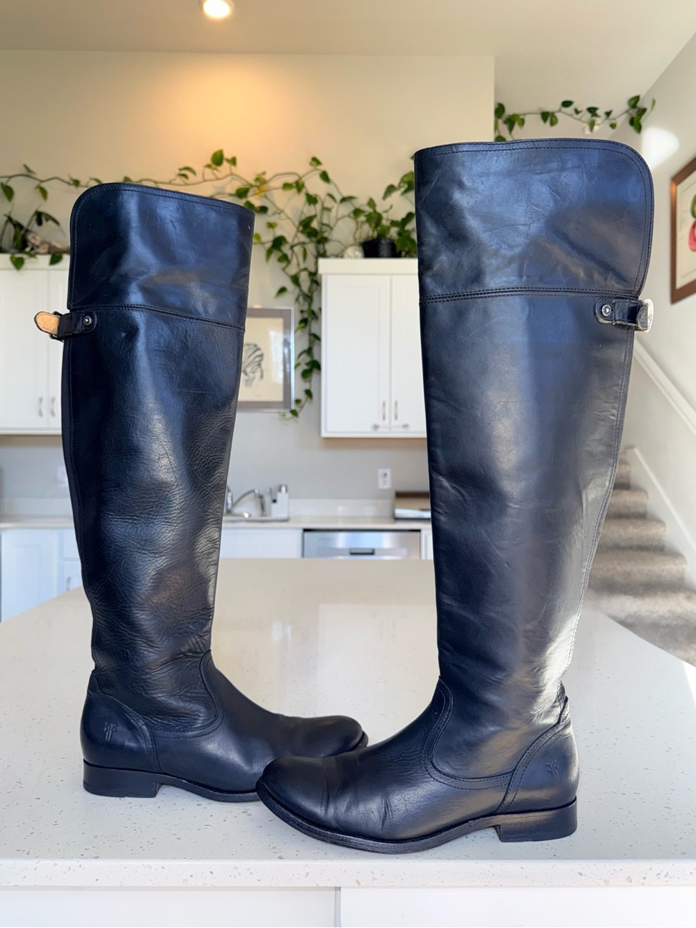 Frye Melissa Black Leather Over-the-Knee Riding Boots